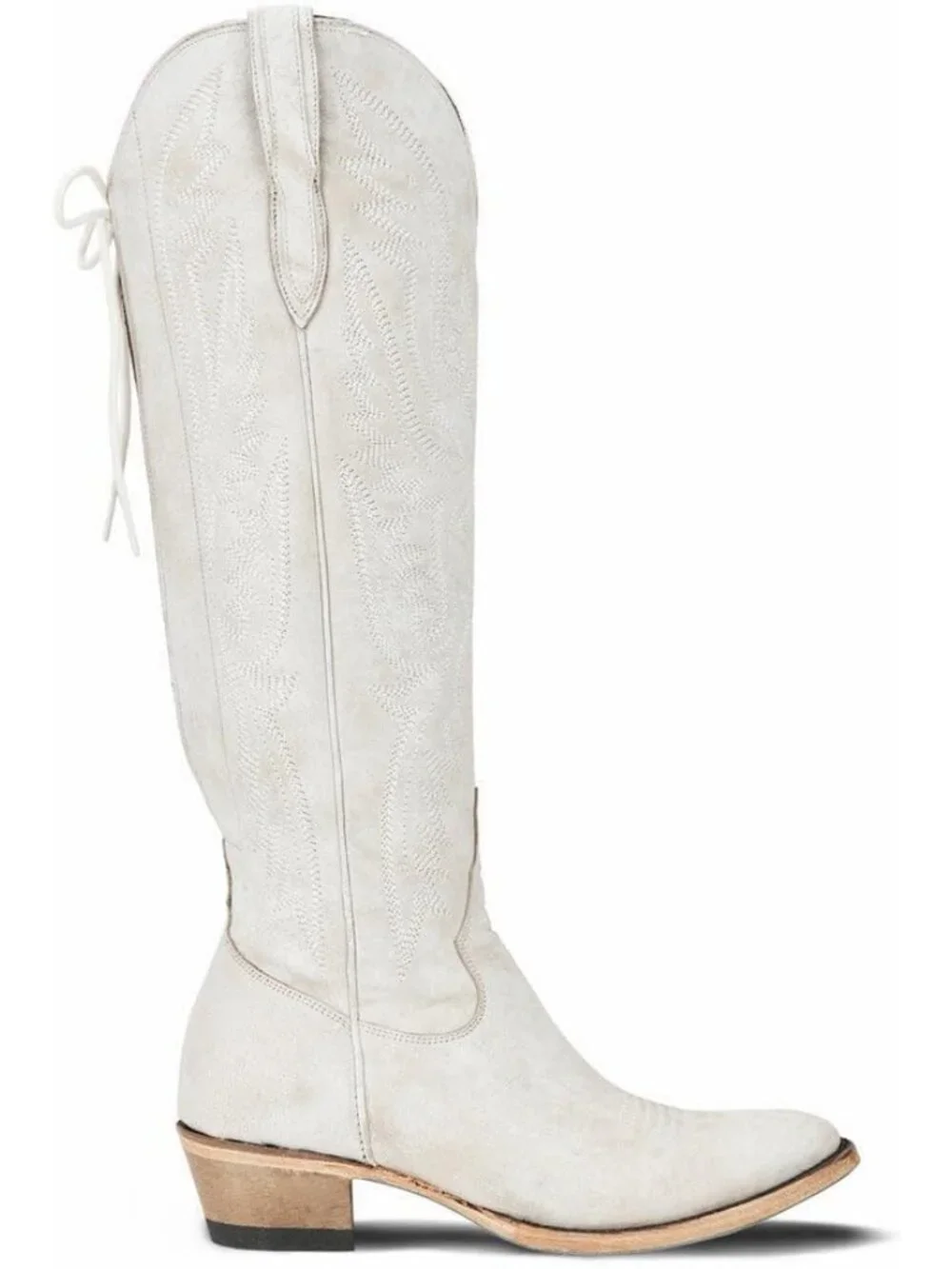 Women's White Comfortable Adjustable Thigh High Over the Knee Cowgirl Boots